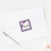 Purple, Green, and White Sweet 16 Square Sticker (Envelope)