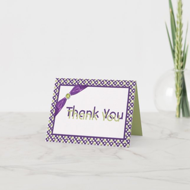 Purple, Green, and White Thank You Note Card (Front)