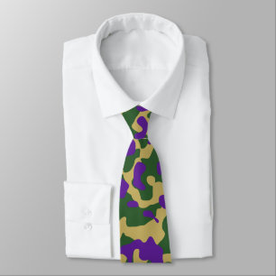 Purple, Green, and Yellow Camouflage Pattern Neck Tie