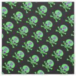 Purple-Green-Black Biohazard Skull Fabric