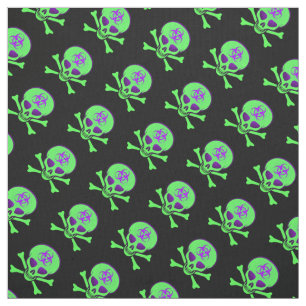 Purple-Green-Black Biohazard Skull Fabric