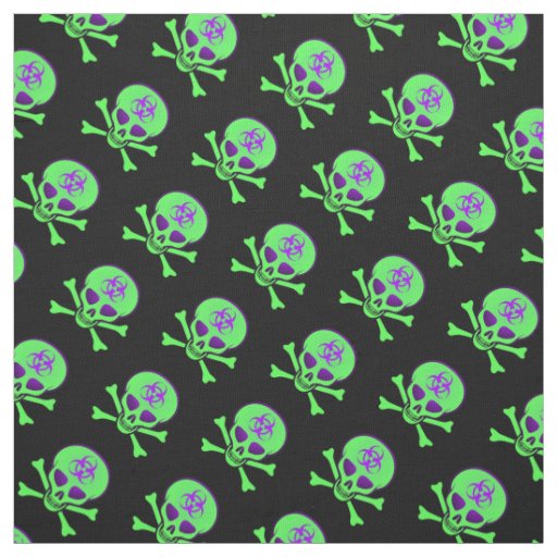 Purple-Green-Black Biohazard Skull Fabric