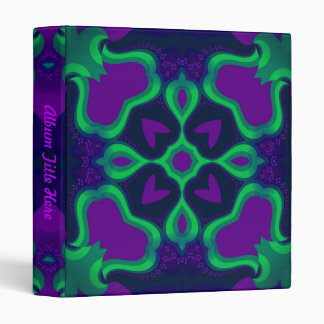 Purple Green Blacklight Geometry Art Binder