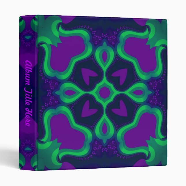 Purple Green Blacklight Geometry Art Binder (Front/Spine)