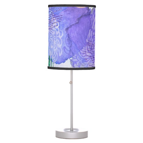 Purple Green Blue Abstract Watercolor Retro Checks Table Lamp