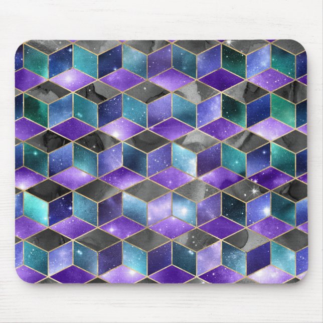 PURPLE GREEN BLUE GEOMETRIC PATTERNS MOUSE PAD (Front)