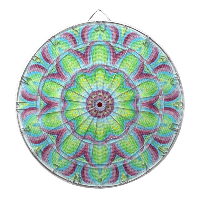 Purple Green Blue Kaleidoscope Pattern Dart Board (Front)
