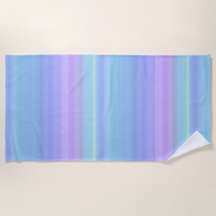 Purple Green Blue Pastel Stripes Beach Towel