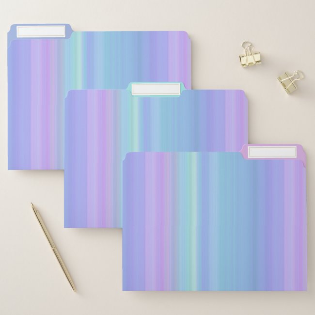 Purple Green Blue Pastel Stripes File Folder Set