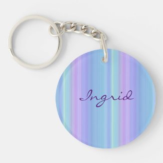 Purple Green Blue Rainbow Pastel Keychain