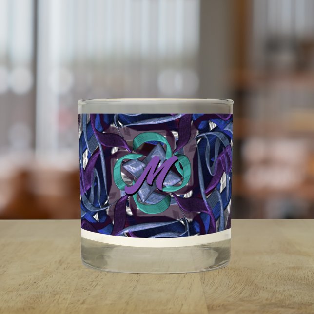 Purple Green Blue Retro Swirls  Scented Candle (Creator Uploaded)