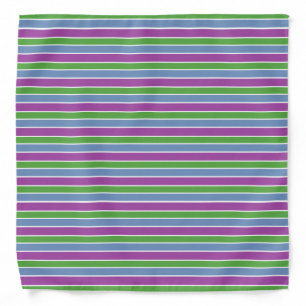 Purple Green Blue Striped Bandana