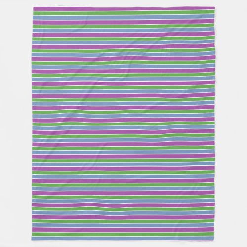 Purple Green Blue Striped Fleece Blanket