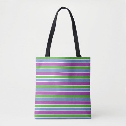 Purple Green Blue Striped Tote Bag