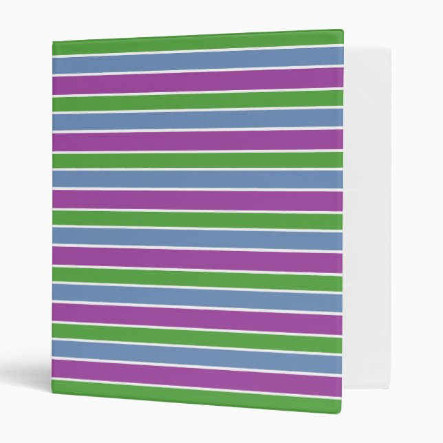 Purple/Green/Blue Stripes 3 Ring Binder (Front/Inside)