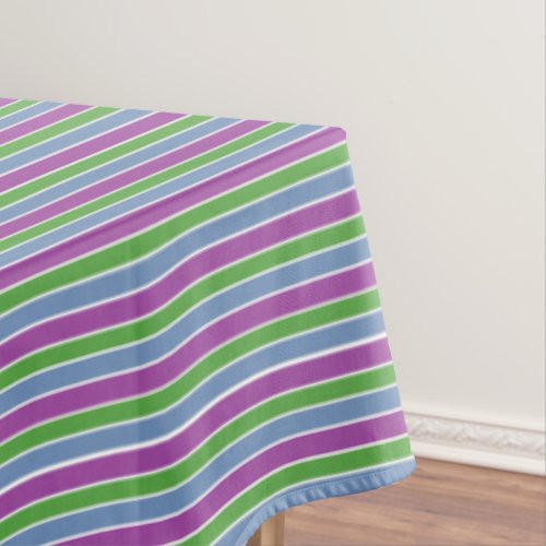 Purple Green Blue Stripes Tablecloth