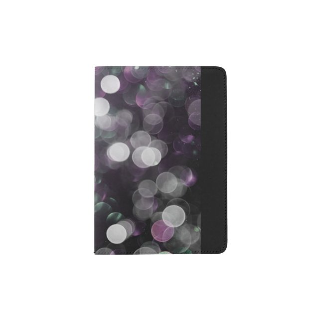 Purple & Green Bokeh Background Passport Holder (Front)