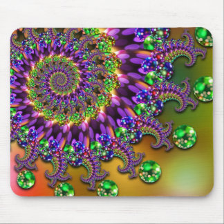 Purple & Green Bokeh Fractal Pattern Mouse Pad