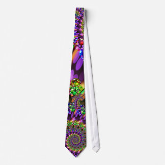 Purple & Green Bokeh Fractal Pattern Neck Tie