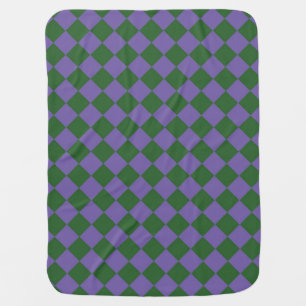 Purple Green Checker Diamond Pattern Baby Blanket