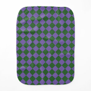 Purple Green Checker Diamond Pattern Baby Burp Cloth