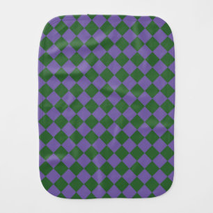 Purple Green Checker Diamond Pattern Baby Burp Cloth