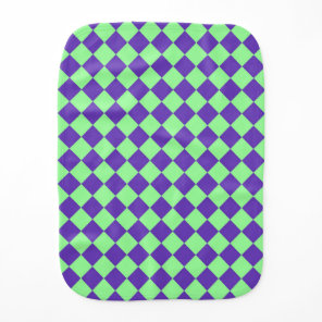 Purple Green Checker Diamond Pattern Baby Burp Cloth