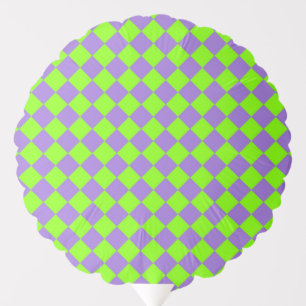 Purple Green Checker Diamond Pattern Balloon
