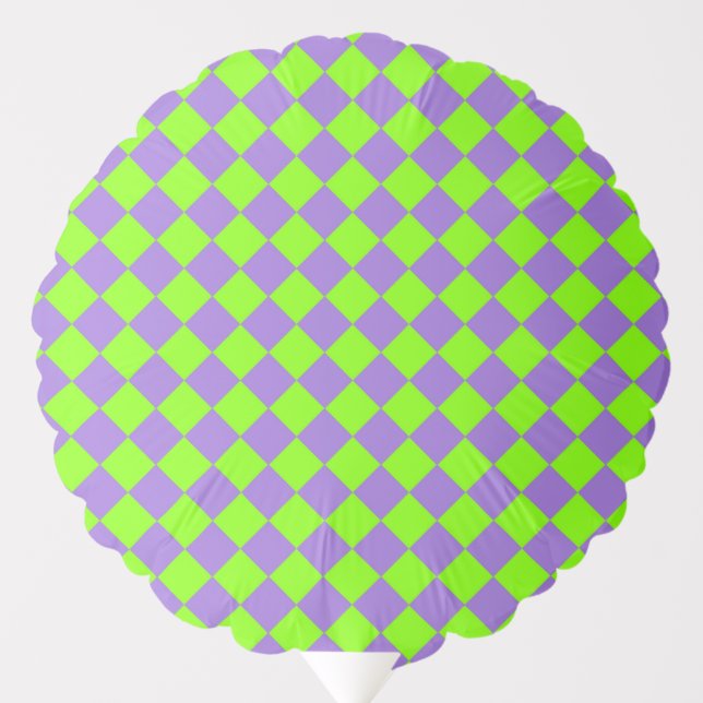 Purple Green Checker Diamond Pattern Balloon (Front)