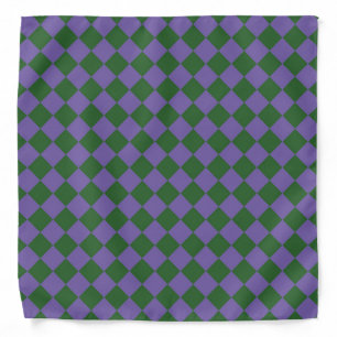 Purple Green Checker Diamond Pattern Bandana