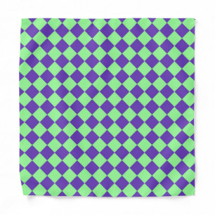 Purple Green Checker Diamond Pattern Bandana