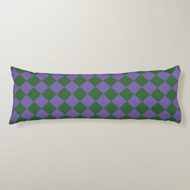 Purple Green Checker Diamond Pattern  Body Pillow (Front)