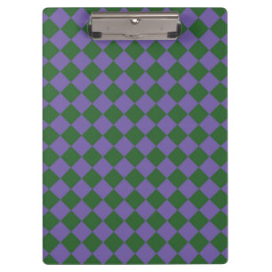 Purple Green Checker Diamond Pattern Clipboard
