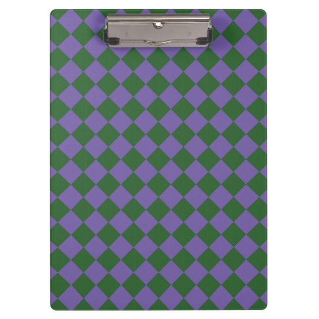 Purple Green Checker Diamond Pattern  Clipboard (Front)