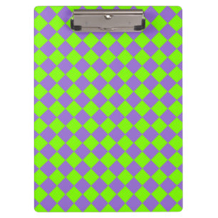 Purple Green Checker Diamond Pattern Clipboard