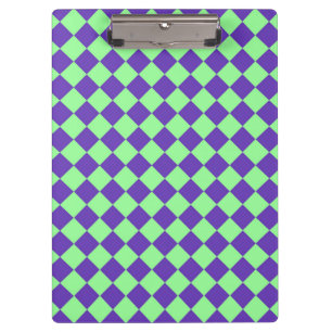 Purple Green Checker Diamond Pattern Clipboard