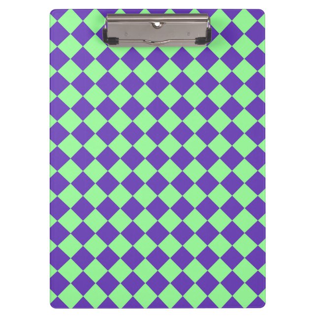 Purple Green Checker Diamond Pattern  Clipboard (Front)