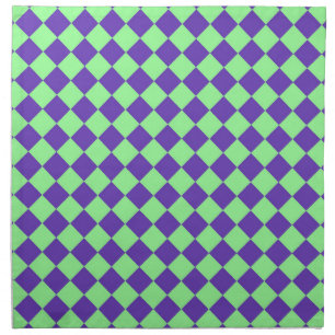 Purple Green Checker Diamond Pattern Cloth Napkin