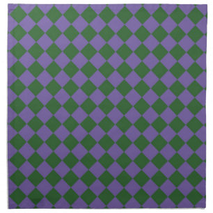 Purple Green Checker Diamond Pattern Cloth Napkin