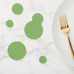 Purple Green Checker Diamond Pattern Confetti