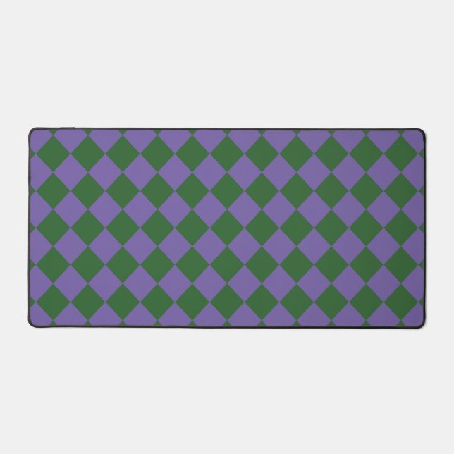 Purple Green Checker Diamond Pattern  Desk Mat (Front)