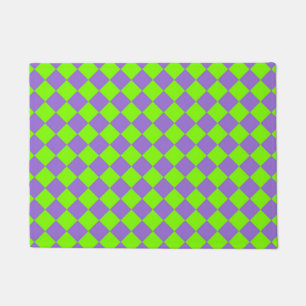 Purple Green Checker Diamond Pattern Doormat