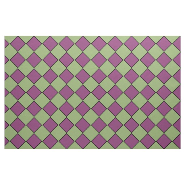 Purple Green Checker Diamond Pattern Fabric (Yard)