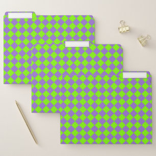 Purple Green Checker Diamond Pattern File Folder