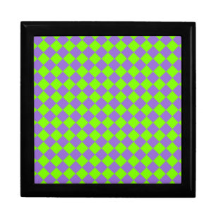Purple Green Checker Diamond Pattern Gift Box