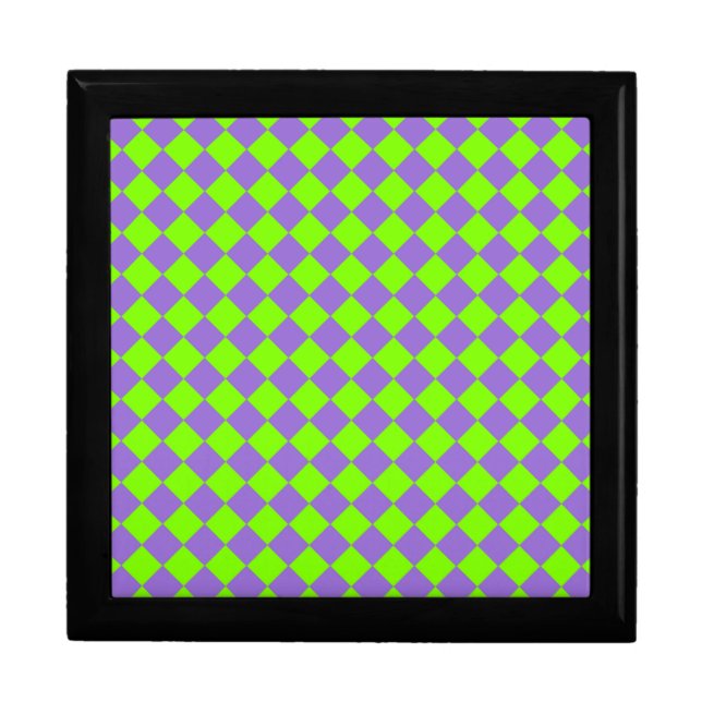 Purple Green Checker Diamond Pattern Gift Box (Front)
