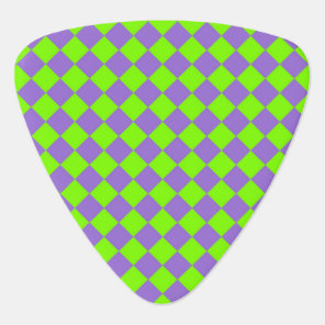 Purple Green Checker Diamond Pattern Guitar Pick