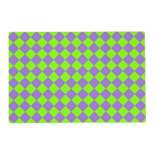 Purple Green Checker Diamond Pattern Laminated Placemat