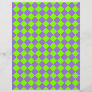 Purple Green Checker Diamond Pattern Letterhead