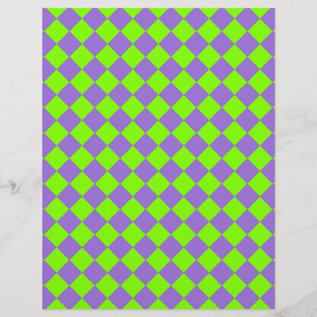Purple Green Checker Diamond Pattern Letterhead (Front)